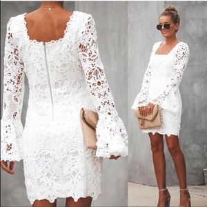 White bell long sleeve dress